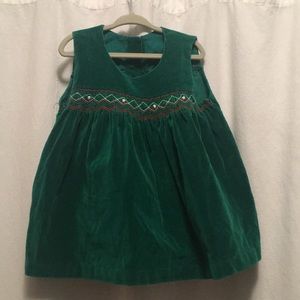 Cotton velvet handmade dress with smocking 2T